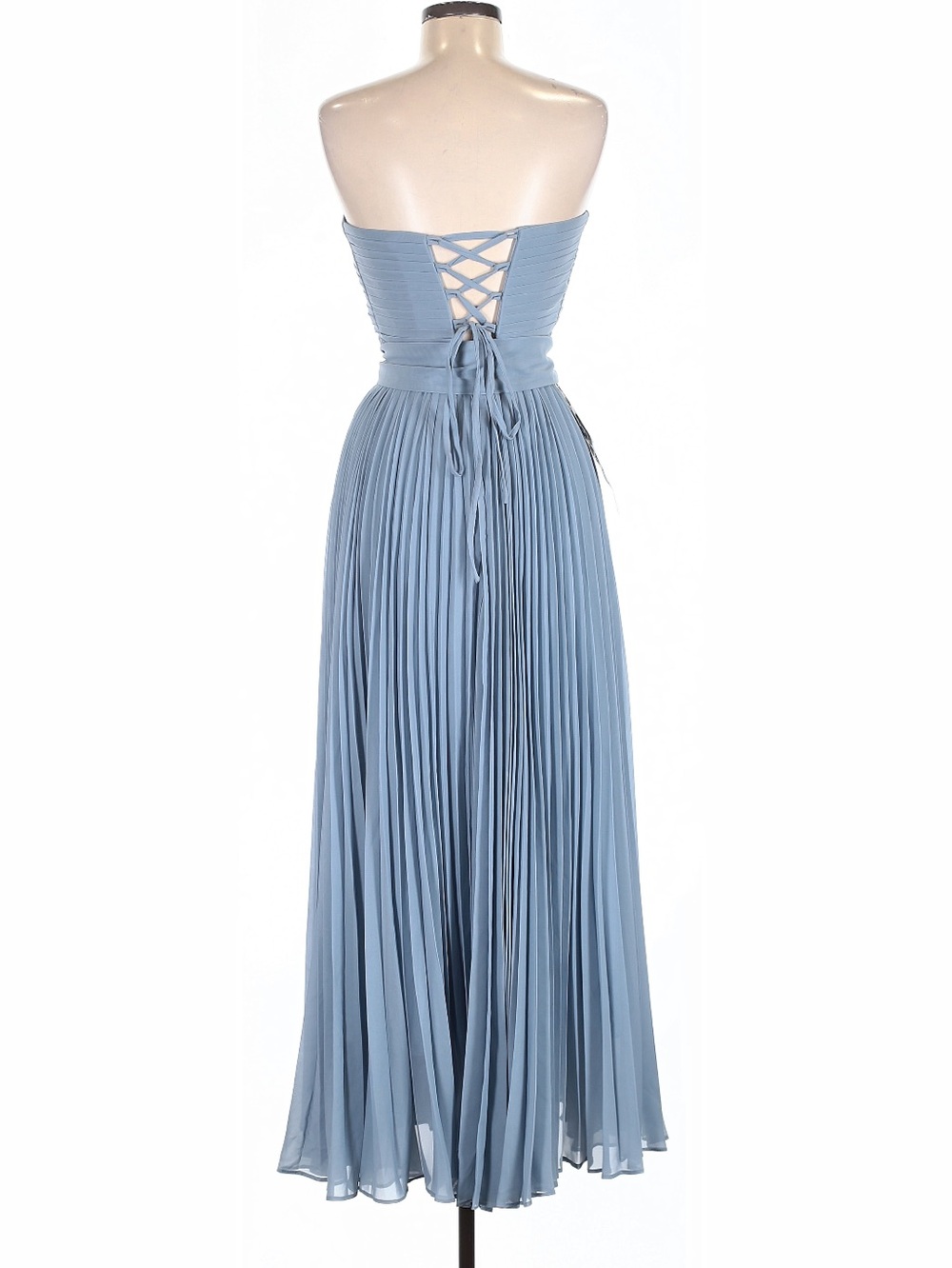 Source Unknown Strapless Light Blue Chiffon Maxi Dress with Waist Bow - Picture 2 of 5